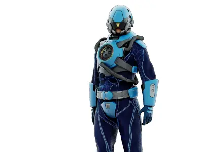 CYBER ASTRONAUT-X  Rigged for Unreal Engine - Unity - MIXAMO 3D model