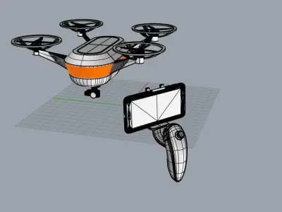 drone with thermal camera and remote control with smarthphone 3D model