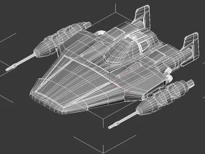 shuttle spaceship flying in sky Low-poly 3D model