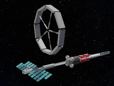 Orbital spaceship Low-poly 3D model
