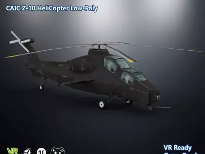 Low-Poly CAIC Z-10 Twin-Turboshaft Attack Helicopter Low-poly 3D model