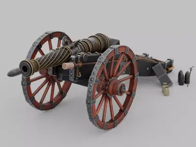 O Kit 01 Cannon Kit 05 of 05 royal imperial cannon Low-poly 3D model