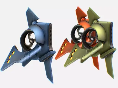 Mechanical Flying Combat Drone Space Aircraft Low-poly 3D model