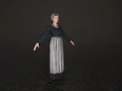 Working Class Woman Low-poly 3D model