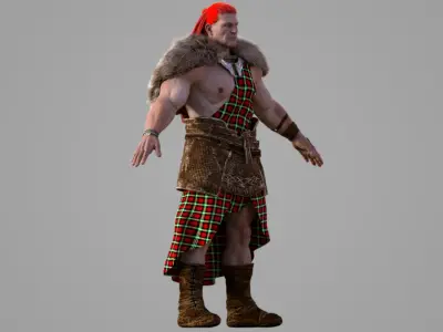 Gallowglass - Scottish Highlander Warrior Male 3D model