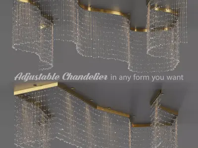 Adjustable Crystal String Chandelier Low-poly 3D model