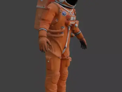 orange spacesuit rigged low poly 3D model