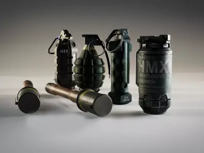 Game-Ready Grenade Pack Low-poly 3D model