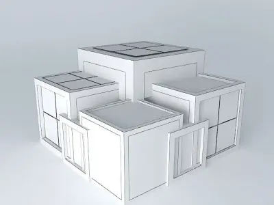 pavilion three colored cubes 3D model