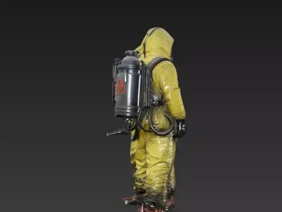 Post Apocalyptic Hazmat Character  Biohazard Containment  3D model