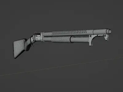 Winchester Model 1897 Trench Shot Gun Gaming Asset  3D model