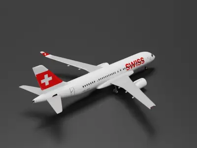 Airbus A220-300 Swiss Livery 3D model