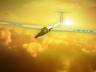 Glider Sailplane Glaser DG-100 low poly Low-poly 3D model