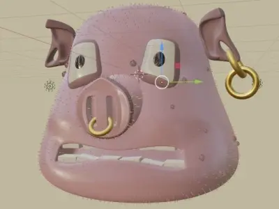 worried pig face 3D model