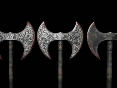 Viking Axe Pack-5 Low-poly 3D model