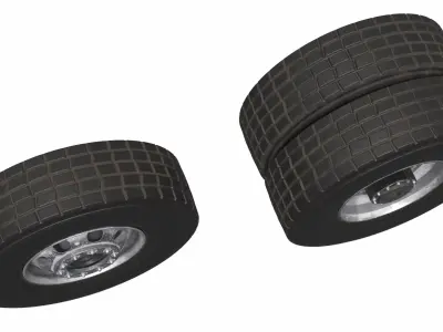 Heavy Duty Truck Wheel Set Black 3D model