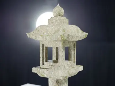 Japanese Stone Lantern Bamboo - Japan Collection model 3D model