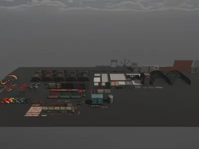 Modular Mini Bunker for Unity Low-poly 3D model