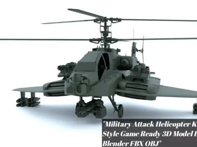 Military Attack Helicopter KA 50 Style Game Ready 3D Model PBR  3D model