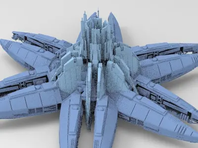 Star Flower Ship design 2 designs 3D model