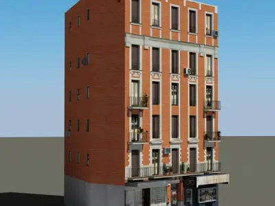 Building with windows and balconies 3D model