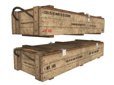 Rifle Wooden Crate Military Ammo Box Low Poly Low-poly 3D model