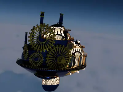 Retro Flying Ship 3D model