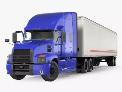 Semi Truck with Trailer Generic Rigged 3D model