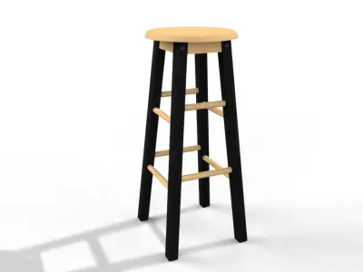 Wooden Bar Stool 3D model purchase