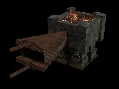 Bellows and Oven Game Ready Low Poly 3D Model  Low-poly 3D model