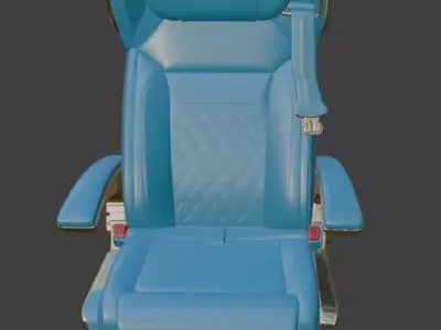 Luxury VIP Aircraft Seat Skyblue Leather Gold Edition 3D model