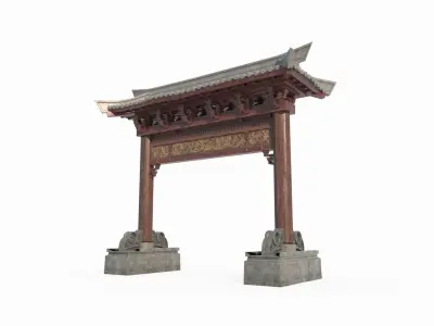 Asian Ancient Architecture Gate 3D model