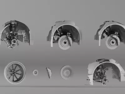 001654 3D Scan of Jaguar XKR II Suspension and Wheel Assembly 3D model