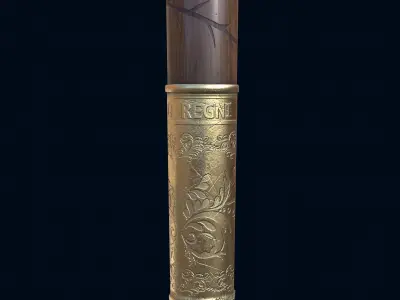 Royal cane with gold engraved parts Low-poly 3D model