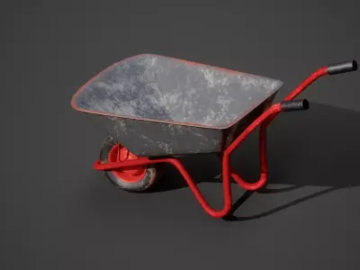 Old Metal Wheelbarrow Free low-poly 3D model