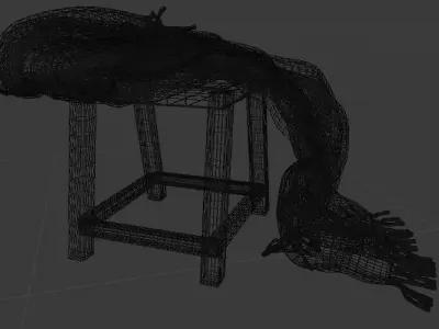 Stool with blanket 3D Model - Seat Free 3D model