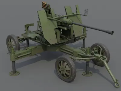 Bofors 40 mm Automatic Gun L-60 Low-poly 3D model