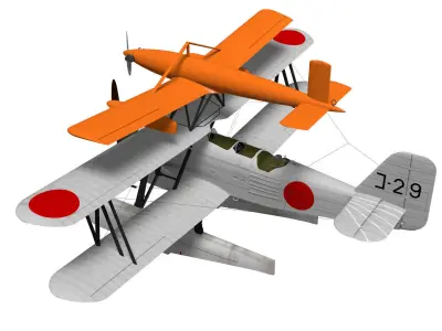 Kawanishi E7K2 Alf and Type1 target plane 3D model