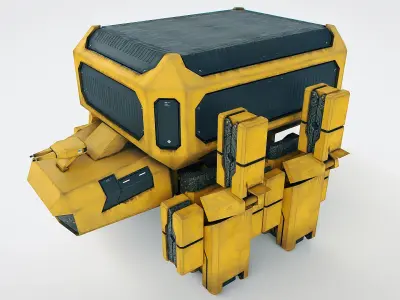 Spaceship Fighter - Sci-Fi Modular Animated  4K Textures Low-poly 3D model