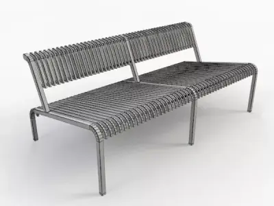 Chair-17 wooden bench with metal legs Free 3D model