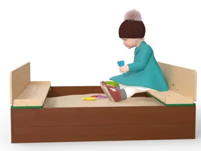 Little Girl Playing in Sandpit Fur 3D model
