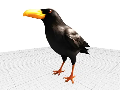 Black Raven Crow Low-poly 3D model