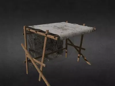 Medieval stall 3 Low-poly 3D model