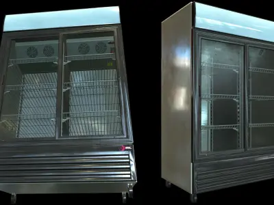 Commercial Fridge Freezer set Low-poly 3D model