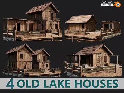 Old Lake House PBR 4K GameReady Pack 25 to 28 Low-poly 3D model