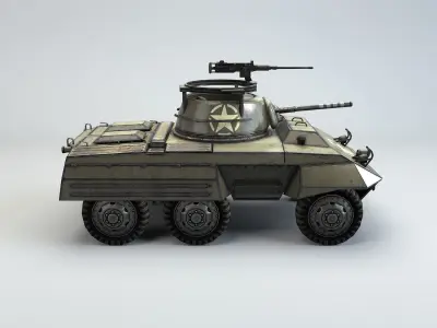 Low Poly M8 Greyhound armored car Low-poly 3D model