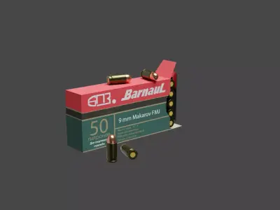 9x18mm FMJ rounds Low-poly 3D model