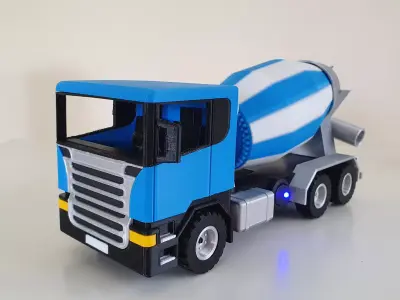 Cement Truck with motorized rotating tank 3D print model