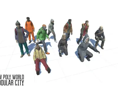 LOW POLY WORLD - STYLIZED CHARACTERS WITH WEAPONS Low-poly 3D model