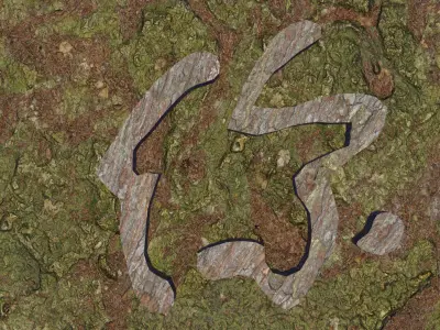Chinese script quad model  for making animation Low-poly 3D model